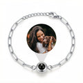 Personalized Paperclip Chain Photo Projection Bracelet - Silver