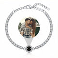 Personalized Pavé Crystal Photo Projection Bracelet - Silver