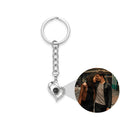 Personalized Pave Heart Photo Projection Keychain - Sliver