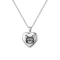 Personalized Pet Portrait Heart Urn Necklace - Silver
