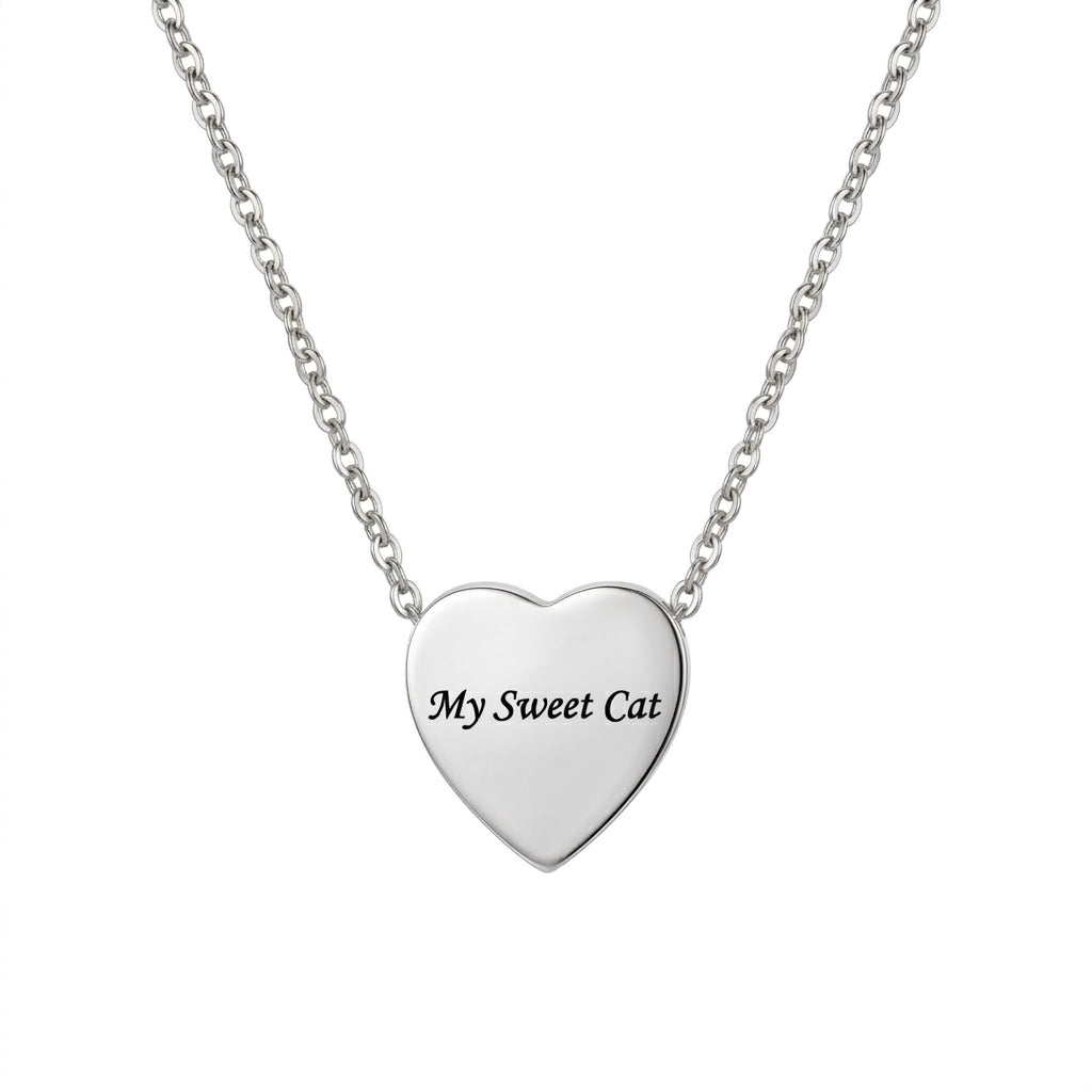 Personalized Pet Portrait Heart Urn Necklace - Silver1
