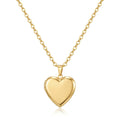 Personalized Polished Plain Heart Photo Locket Necklace - Gold