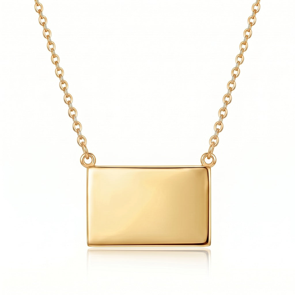 Personalized Rectangular Photo Locket Necklace - Gold1