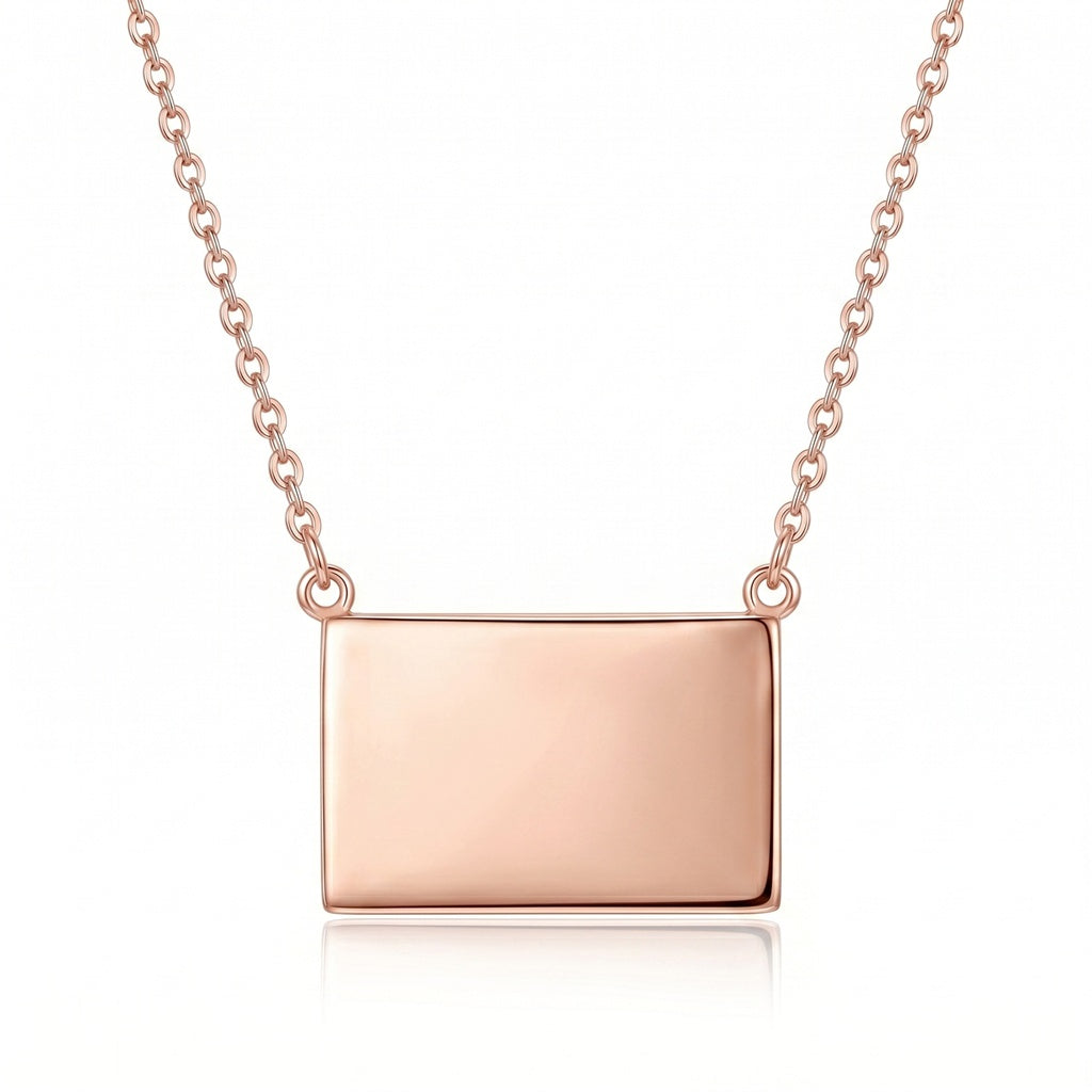 Personalized Rectangular Photo Locket Necklace - Rose Gold