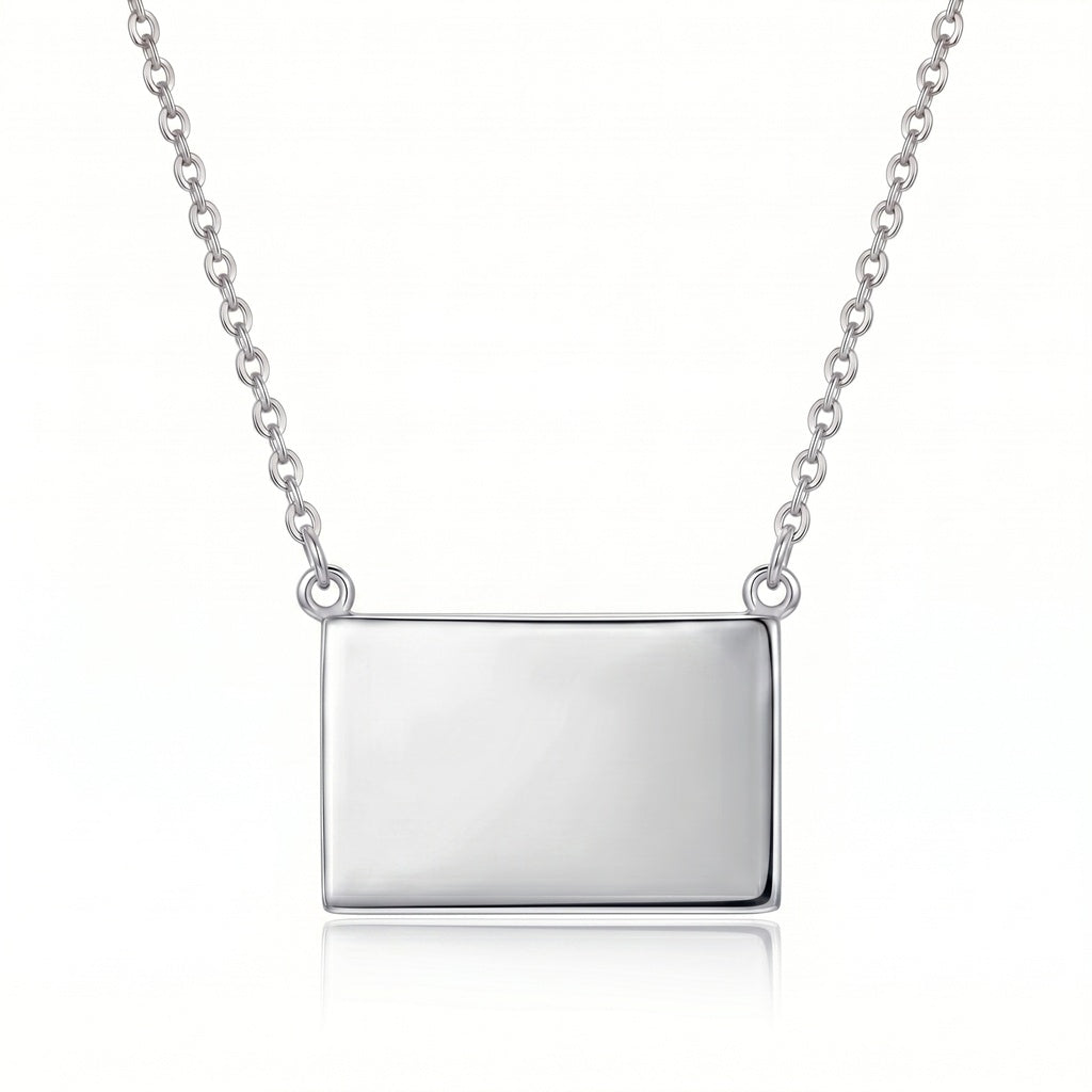 Personalized Rectangular Photo Locket Necklace - Silver
