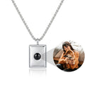 Personalized Rectangular Photo Projection Necklace - Silver