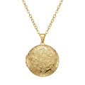 Personalized Round Floral Photo Locket Necklace - Gold