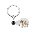 Personalized Round Photo Projection Keychain - Silver