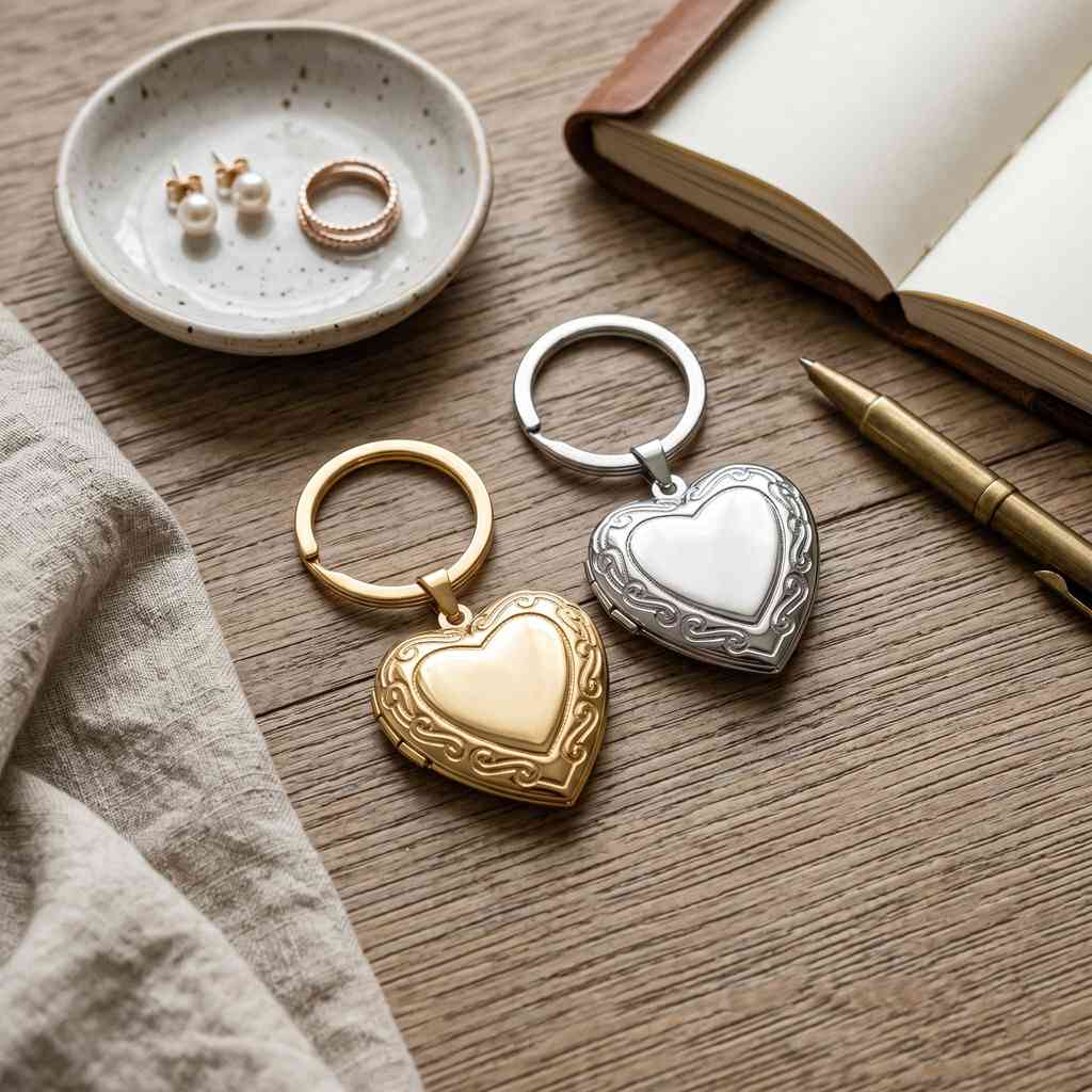 Personalized Scrollwork Heart Photo Locket Keychain