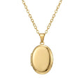 Personalized Smooth Oval Photo Locket Necklace - Gold