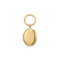 Personalized Smooth Polished Oval Photo Locket Keychain -Gold