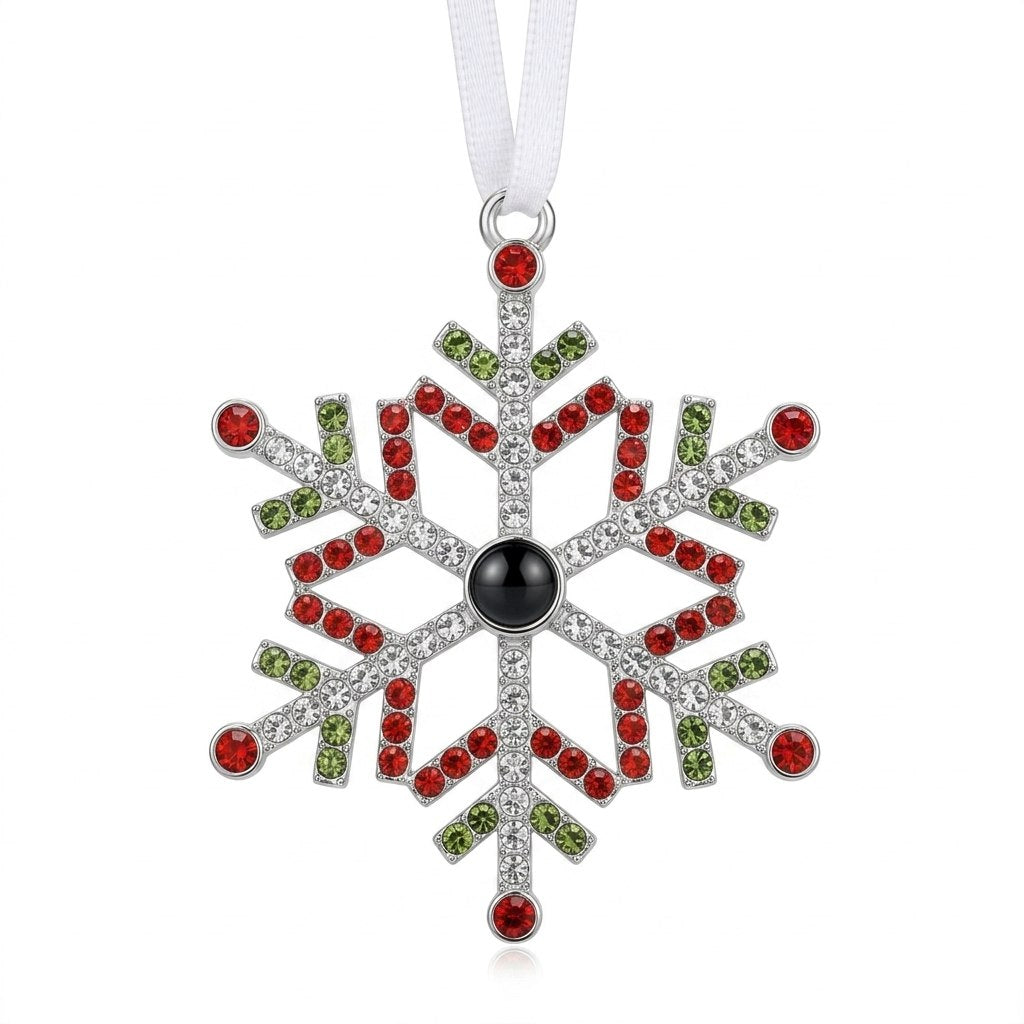 Personalized Pavé Snowflake Photo Projection Ornament - Mixed Color