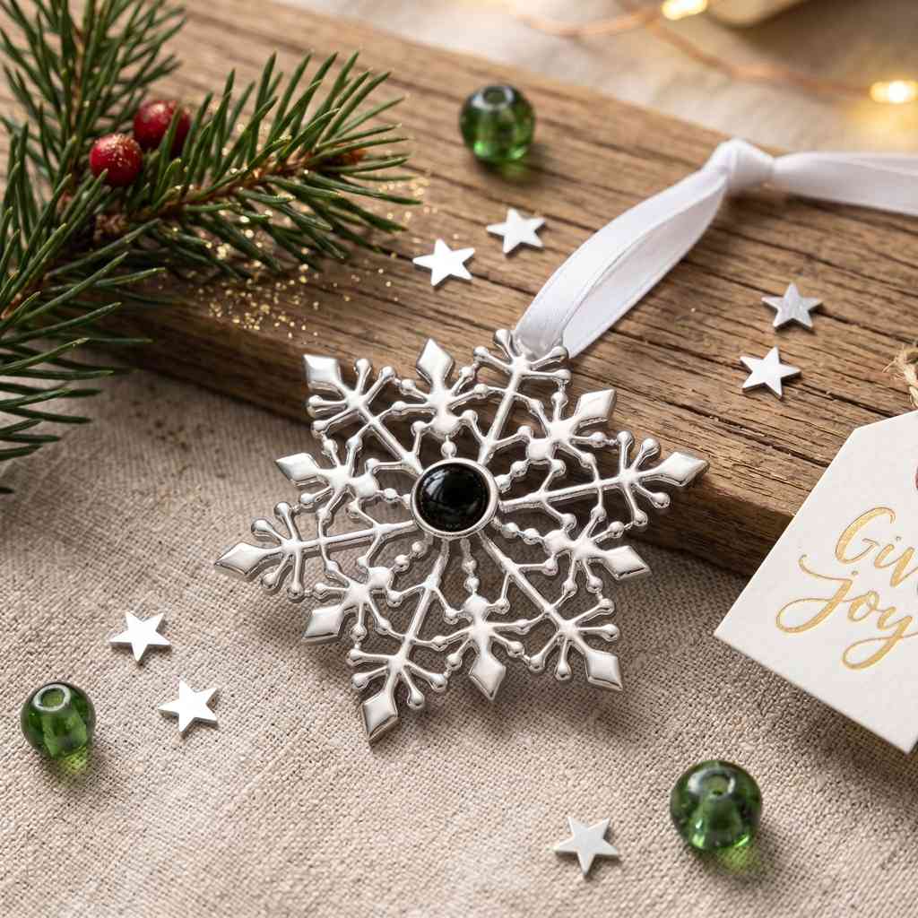 Personalized Snowflake Photo Projection Ornament - Silver3