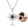 Personalized Starburst Photo Projection Necklace - Silver