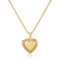 Personalized Vintage Lace Heart Photo Locket Necklace - Gold