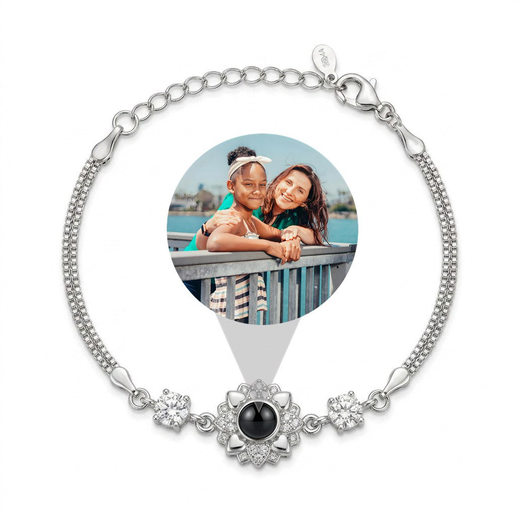 Personalized Vintage Photo Projection Bracelet - Silver