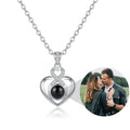 Personalized infinity Heart Photo Projection Necklace - Silver