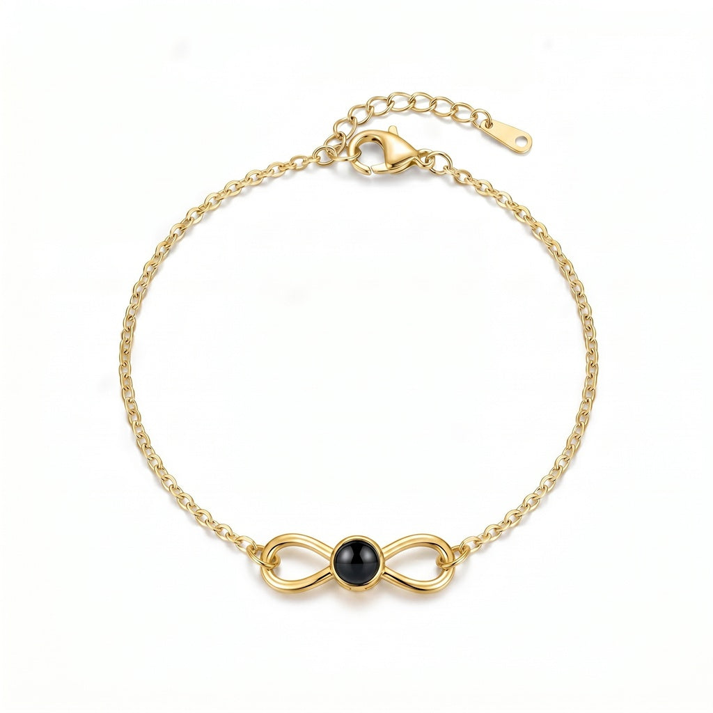 Personalized infinity Photo Projection Bracelet - Gold