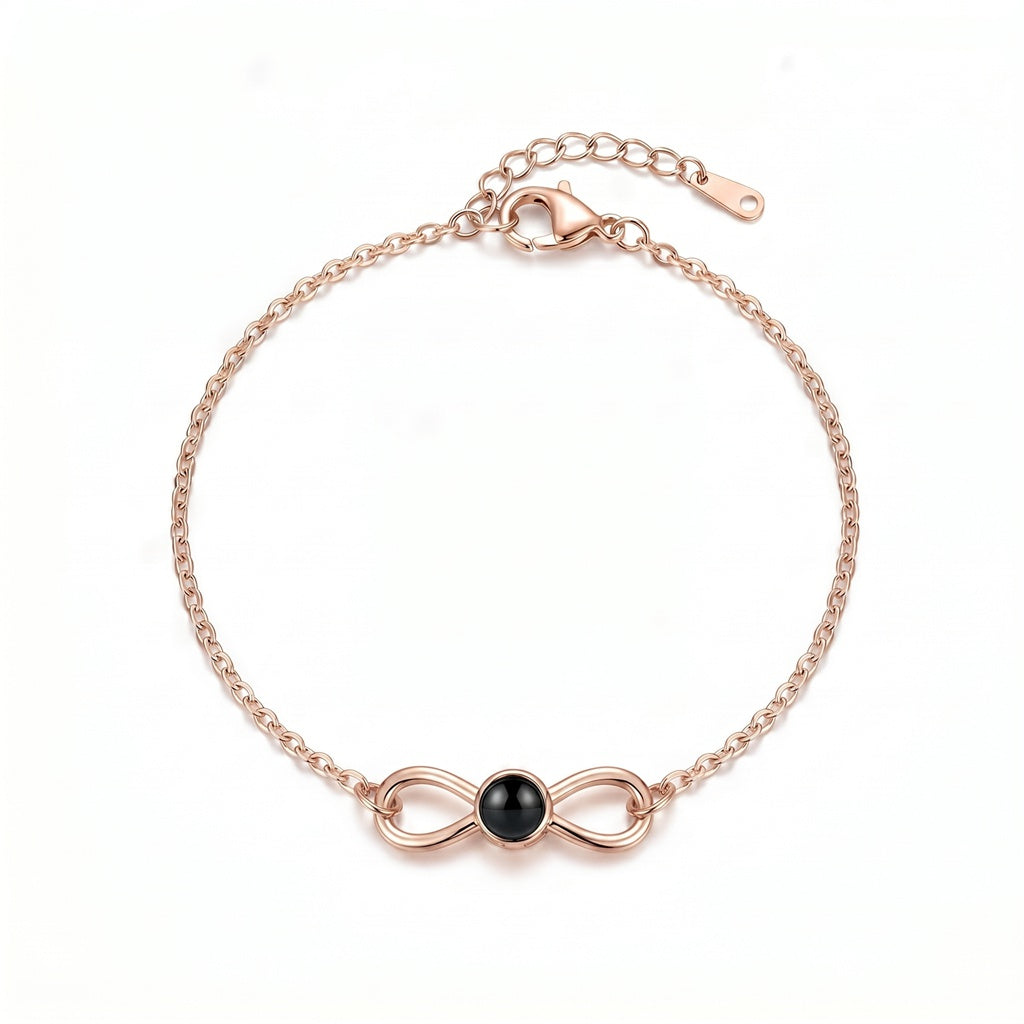 Personalized infinity Photo Projection Bracelet - Rose Gold