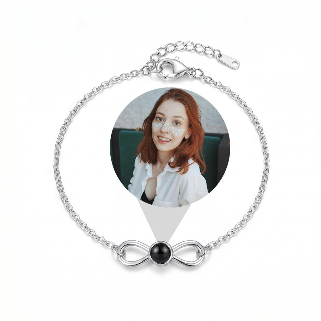 Personalized infinity Photo Projection Bracelet - Silver