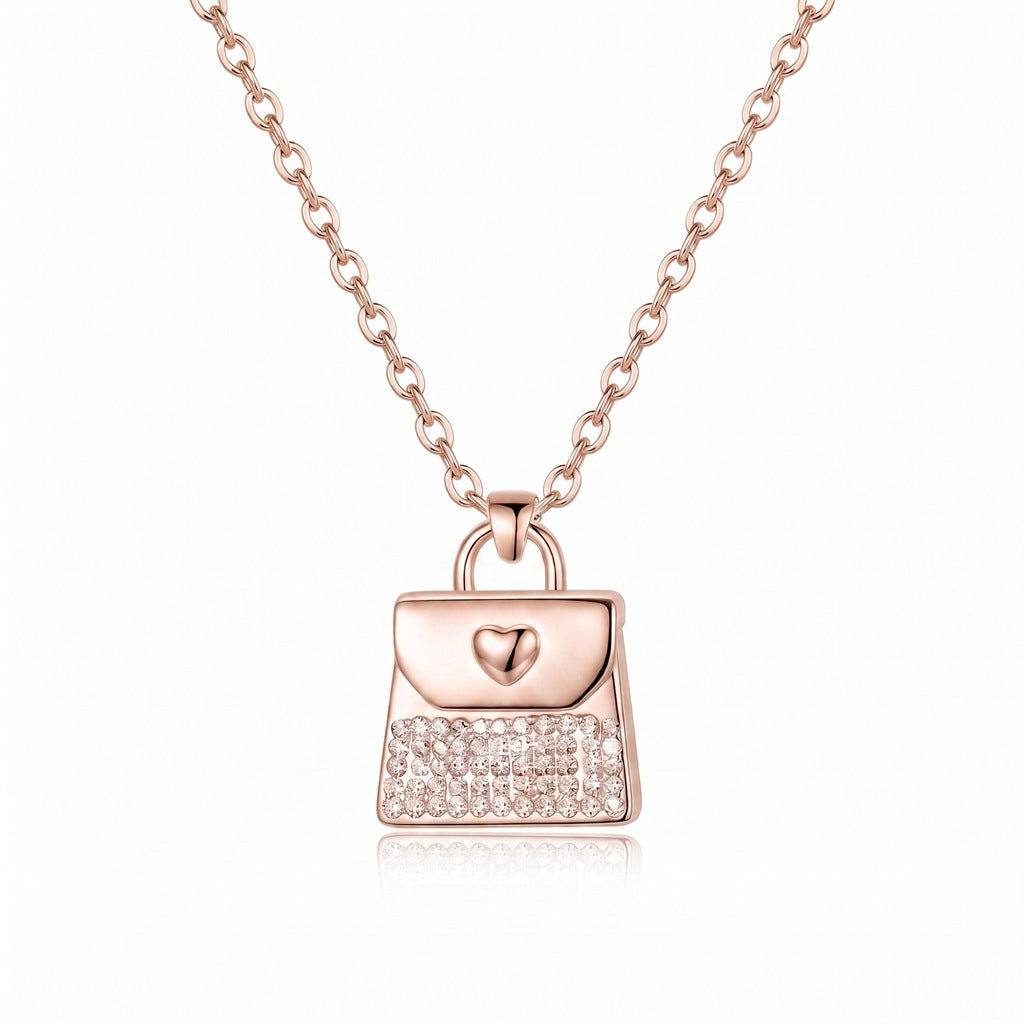 Rose Gold Personalized Engravable Handbag Necklace