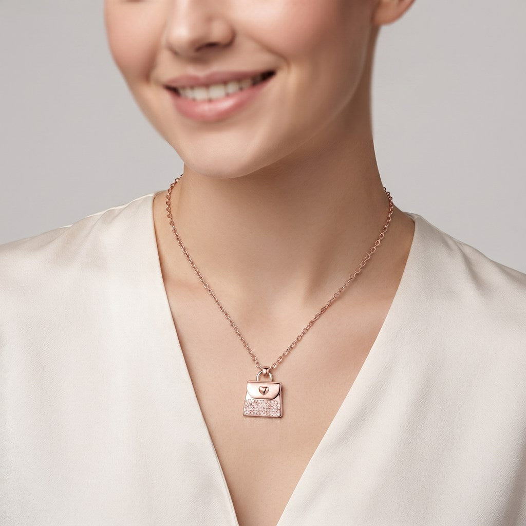 Rose Gold Personalized Engravable Handbag Necklace