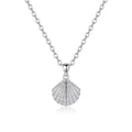 Silver Personalized Engravable Shell Necklace with Zirconia