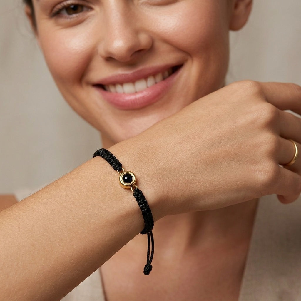 Personalized Hand Braided Rope Photo Projection Bracelet