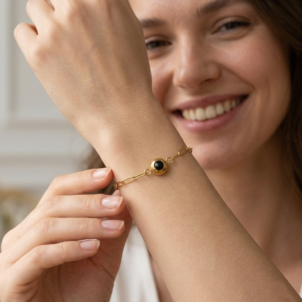 Personalized Paperclip Chain Photo Projection Bracelet