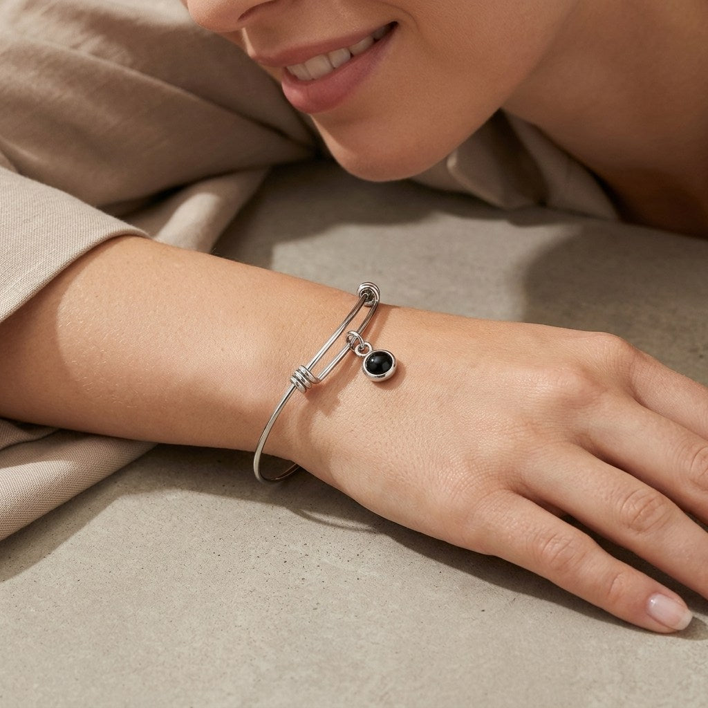 Personalized Circle Photo Projection Bangle Bracelet1