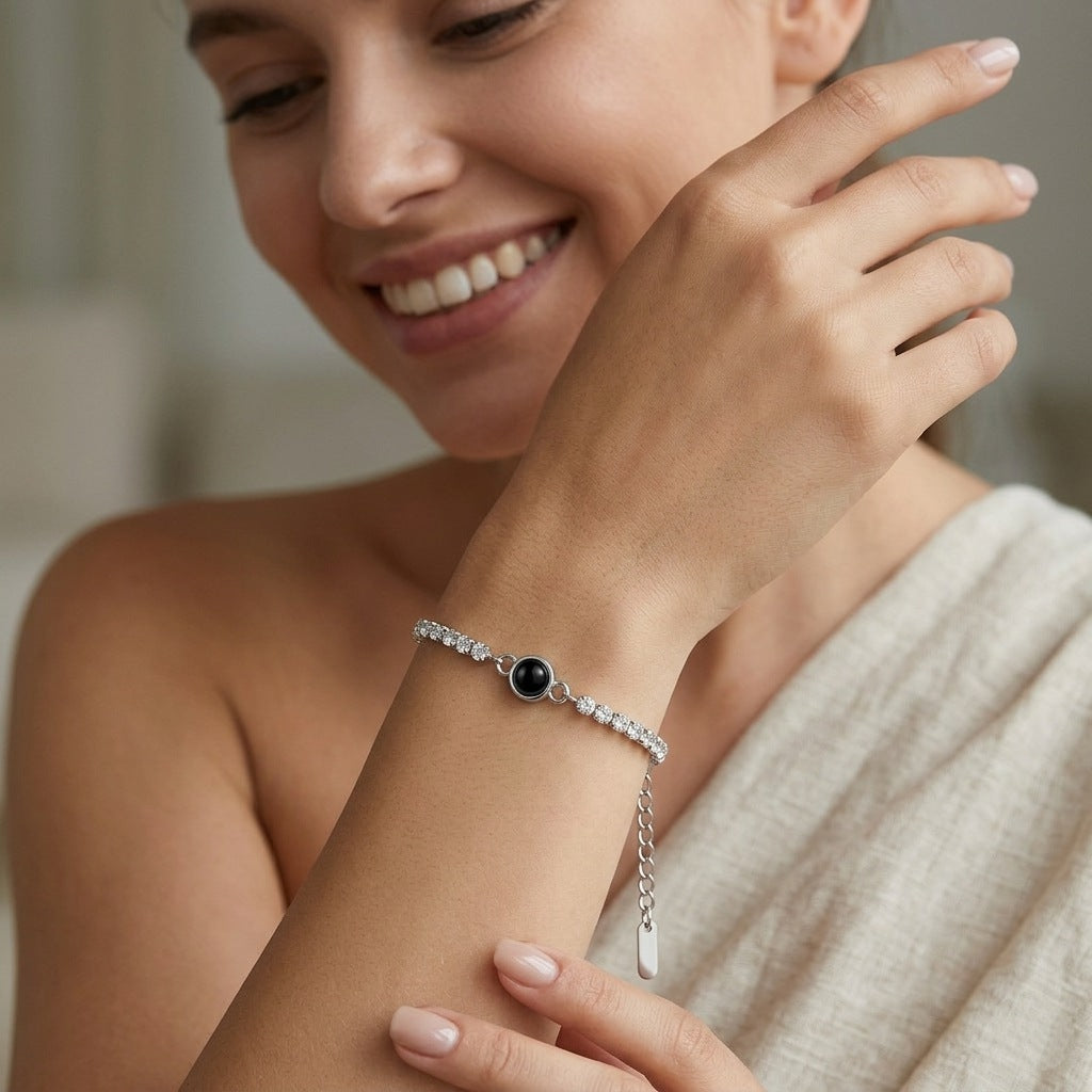 Personalized Crystal Photo Projection Bracelet - Silver1